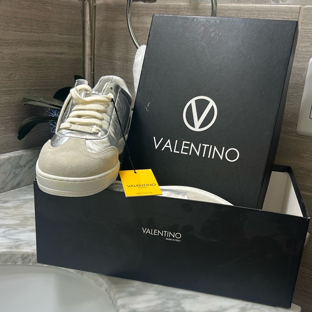 Valentino Cream and White Luxury Sneakers